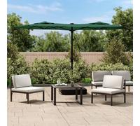 Double Head Garden Parasol 3m LED Solar Patio Umbrella Taupe with Sandbags