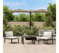 Double-Head Garden Parasol Taupe/Dark Grey 316x145x240cm Polyester Iron Pole UV