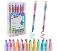 Double-Head Glitter Marker Pens, Shining Non-Toxic Ink, Quick Drying Shimmery Colorful Highlighter Pens for Multipurpose, Stationery Items for Kids and Adults, 8+ Years (Pack of 6, Multicolor)