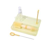 Double Head Infant Bottle Cleaning Brush Set Flexible Silicone Handle Removable Drying Rack Design Organsier Case Double Headed Bottle Brush