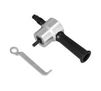 Double Head Metal Cutter, Electric Drill Attachment for Sheet Nibbler, 360° Adjustable Handle with High Speed Steel Blades, Cuts Iron Stainless Steel Aluminum Plastic, Circle