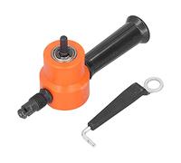 Double Head Nibbler, 360° Adjustable Drill Attachment Metal Cutter, Dual Blade Sheet Metal Shear for Stainless Steel Iron Copper Aluminum, with Hex Shank for Power Drills