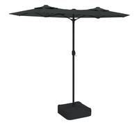 Double Head Garden Parasol LED Patio Umbrella Taupe with Sandbag
