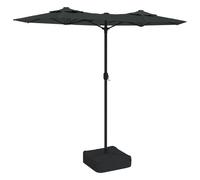 Double Head Garden Parasol LED Patio Umbrella Taupe with Sandbag