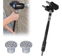 Double Head Pneumatic Bush Hammer, Shock-Absorbing Long Handle Scabbling Hammer, 2×2100bpm High Frequency, 6-8 M²/h Efficiency, for Stone Surface Finishing, Concrete Texturing