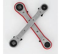 Double Head Ratchet Wrench Set, 2 Piece High Carbon Steel HVAC Tool with 1/4 3/8 3/16 5/16 Inch Square Drive for Air Conditioning Compressor Installation, Repair and Maintenance.