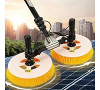 Double Head Solar Panel Cleaning Equipment, Electric Photovoltaic Solar Panel Cleaning Machine with Telescopic Rod, Rotary High Density Cleaning Brush and Pole Water(Mains Electricity,3.5M)