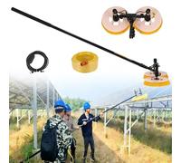 Double Head Solar Panel Cleaning Equipment, Water Spray Brush Rod Double Head Photovoltaic Panel Cleaning Tool Solar Panel Cleaning Brush and Water Fed Pole Kit(Lithium Battery,3.5M)