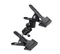 Double Head Super Clamp 360 Degree Rotating Ball Head Reverse Mount Photography Accessory for Studio Lights Monitors Umbrellas Supports 5lbs Maximumly Load Adjustable Grip Heavy Duty Reinforced Clamp