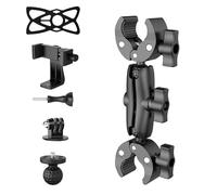 Double Head Super Clamp, Ballhead Magic Arm Camera Clamp, Crab-Shaped Monitor Clamp with 1/4"-20, 3/8"-16 Threaded Holes for Sony Canon Nikon DSLR Camera/Insta360/LED Lights/Phone (9CM)
