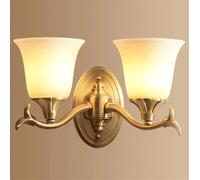 Double Head Vintage Wall Lighting Fixtures Indoor Modern Brass Wall Light with Frosted White Glass Mid Century Wall Sconce Indoor Wall Mounted Lamp for Bedroom Bedside Bathroom Corridor