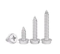 Double headed bolt Hex Serrated Flange Bolts,Flanged Set Screw Hexagon Households Machine Phillips Self Tapping Wood with Washer M3-M6 Stainless Steel Cross Head 10Pcs(M4x16mm)