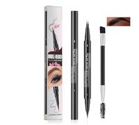 Double-Headed Brow Pen with Fine Tip and Flat Brush for Precise Lines and Filling - Waterproof Smudge-Proof Dark Brown Eyebrow Ink for Natural Defined Long-Lasting Everyday Makeup