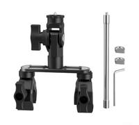 Double Headed Crab Clamp Mount for Bike Handlebar Aluminum | Dual adjustable heads, secure bike handlebar fit, stable footage for capture, aluminum build, black finish
