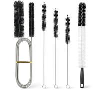 Double-Headed Drain Cleaner Brushes Heavy Duty 70.8 Inches Tube Brush and 4 Pcs with Handles Flexible Straw Cleaning Brush for Pipe Hose Home Kitchen Sink Plumbing (Black)