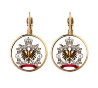 double-headed eagle emblem eu Gold Clip On Drop Earrings Non Piercing Dangle Jewelry
