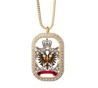 double-headed eagle emblem eu Necklace Pendant Diamond Crystal Golden Jewelry