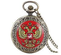 Double-Headed Eagle National Emblem Dome Commemorative Badge Design Pocket Watch for Men Women