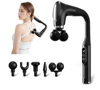 Double-Headed Elbow Massage Gun, Percussion Muscle Massager, Suitable For Sore Muscles In The Back, Shoulders, Waist And Legs, Detachable Extended Handle, 12-Speed Adjustable, 5 Heads Are Replaceable