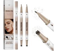 Double Headed Freckle Pen,Dual Ended Freckle Pen,Waterproof 2 in 1 Freckle Stamp & Eyebrow Pen, Non Smudging Non Fadin Facial Makeup for Natural Look, Convenient and Easy to Use，Light Brown