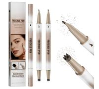 Double Headed Freckle Pen, Waterproof 2 in 1 Freckle Stamp & Eyebrow Pen - Precise 15° Tip, Natural-Looking Freckle Makeup, Quick-Dry, Waterproof, Smudge-resistant, Beginner-Friendly (Light Brown)