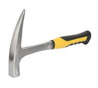 Double Headed Geological Hammer Exploration Hammer Pointed Flat-Headed Hammer Yellow Handle Rubber Grip, Polished, 804-1028g(S)