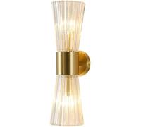 Double Headed Glass Wall lamp, Hanging on The Upper and Lower Walls, Brushed Brass Wall lamp, Modern Bathroom Vanity Table lamp, Light Fixture