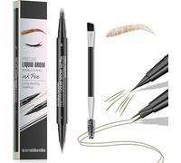 Double-Headed Light Brown Liquid Eyebrow Ink Pen - Waterproof Smudge-Resistant Formula with Fine Angled Brush Tip and Spoolie for Precise Shaping Natural Hair-Like Strokes All-Day Wear