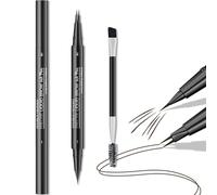 Double-Headed Precise Liquid Brow Pen & Powder Kit - Waterproof Dark Brown Smudge-Proof Tint, Ultra-Fine Tip & Angled Brush For Natural Hair-Like Brows & Lasting Makeup, Easy to Use, Defined Shape