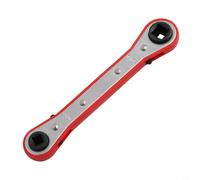 Double Headed Ratchet Wrench with Multiple Sizes for Refrigeration and HVAC Equipment Maintenance, Carbon Steel with Chrome Coating (Flat-Red)
