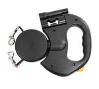 Double Headed Retractable Dog Lead with Flashlight and Poop Bags, 10FT Heavy Duty Reflective Walking Pet Leades for Small Dogs or Cats up to 18 lbs (Black)