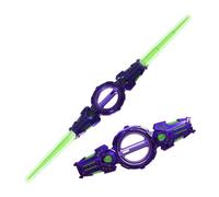 Double-Headed Retractable Light Up Sword with 7 Colour LED Lights & Sound Effects, 360° Rotating Blade Telescopic Glowing Toy for Role Play, Cosplay, Party Decor & Rave Events (D)