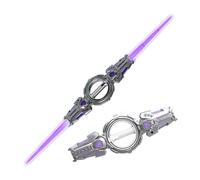 Double-Headed Retractable Light Up Sword with 7 Colour LED Lights & Sound Effects, 360° Rotating Blade Telescopic Glowing Toy for Role Play, Cosplay, Party Decor & Rave Events (E)