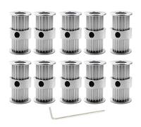 Double-Headed Timing Belt Pulley 20 teeth 8mm Bore For 3D Printer CNC Pack of 10 (Wrench Included)