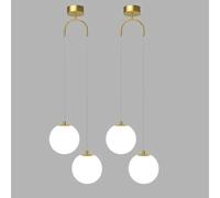 Double Heads Pendant Lighting Modern White Glass Pendant Lights Globe Chandelier Modern Minimalist Pendant Light Bedroom Bedside Hanging Lamp Adjustable Household Kitchen Hanging Suspension Lighting