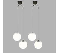 Double Heads Pendant Lighting Modern White Glass Pendant Lights Globe Chandelier Modern Minimalist Pendant Light Bedroom Bedside Hanging Lamp Adjustable Household Kitchen Hanging Suspension Lighting