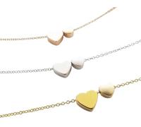 Double Heart Bracelet- Silver, rose gold or gold plated 2 hearts dainty mothers bracelet, big heart little heart