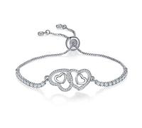 Double Heart Crossed Bracelet For Friendship Couple Infinite Gift For Women Girls Mother Daughter Sisters And Lovers Jewelery With Zirconia Plated