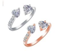 Double Heart Opening Adjustable Ring, Double Heart Therapeutic Quartz Opening Ring for Women, Double Heart Opening Personality Ring for Women, One Size, Copper, no gem