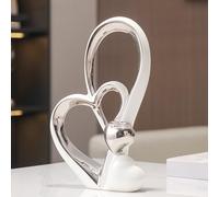 Double Heart Ornament,Double Heart Ceramic Statue,Home Decoration sculpture,Creative Home Modern Gift Office Living Room Decoration Collection Souvenir,Gift.