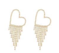 Double Heart Pearl Dangle Earrings For Women Gold Pearl Tassel Drop Earrings Gift Birthday Valentine's Day Mother's Day, Metal