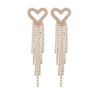 Double Heart Pearl Dangle Earrings For Women Gold Pearl Tassel Drop Earrings Gift Birthday Valentine's Day Mother's Day, Metal