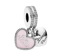 Double Heart Silver Dangle With Pink Enamel And Clear Cubic Zirconia - female - Pandora - Jewellery - Gray - ONE SIZE - Accessories ONE SIZE