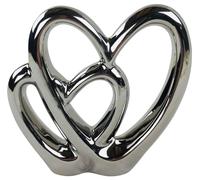 Double Heart Silver Ornament