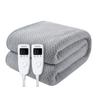 Double heating blanket Coral Fleece Grey 160x140cm incl timer