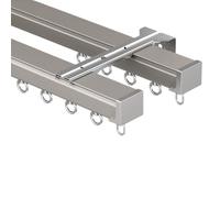 Double Heavy-Duty Aluminum Curtain Tracks - 1.5m Adjustable Room Divider Ra for Ceiling or Wall Mounting - Ideal for Living Room & Bedroom (Champagne Finish)