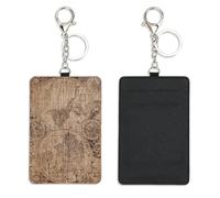 Double Hemisphere ID Card Holder with Key Ring Bus Pass Holder for Men Women with 2 Card Slots Slim Wallet for Nurse Teacher Student Meal Bank Credit Cards Daily Use Travel Essentials
