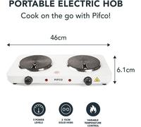 Double Hob Electric - Non-Slip Hot Plates Boiling Ring - 2000W, White
