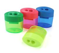 Double Hole Sharpener 4 Pack Ergonomic Grip Design Clear Shavings Container Kids Classroom Essential Multiple Size Pencil Sharpener Double Holes