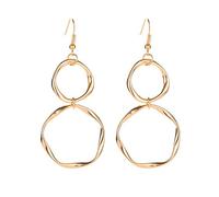 Double Hollow Geometric Hoop Dangle Earrings - Gold-Tone Minimalist Statement Earrings for Women | Daily Wear, Date Night & Casual Chic Accessory